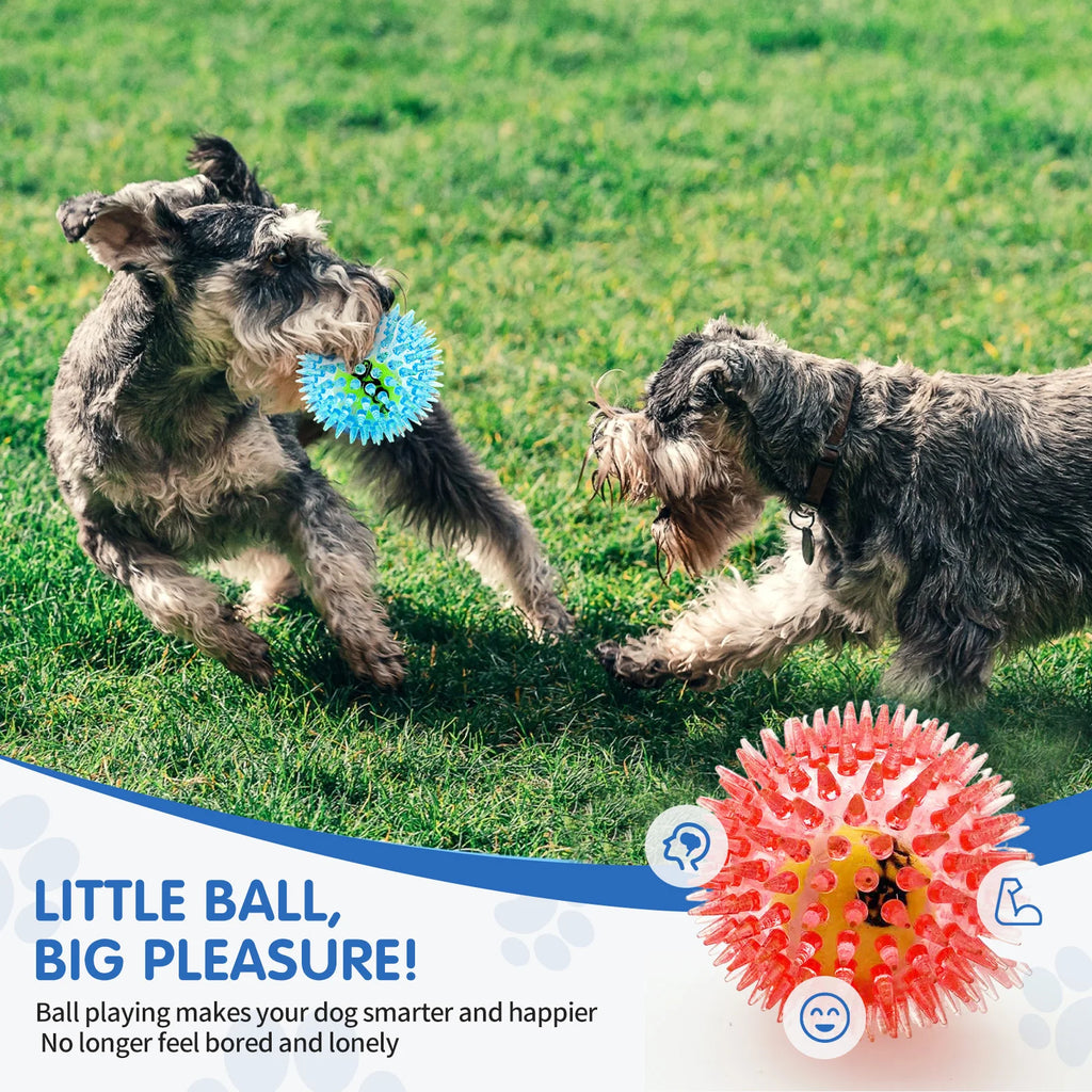 Pelota de Tenis de Goma con Púas y Sonido para Perros - Limpieza Dental para Todas las Razas